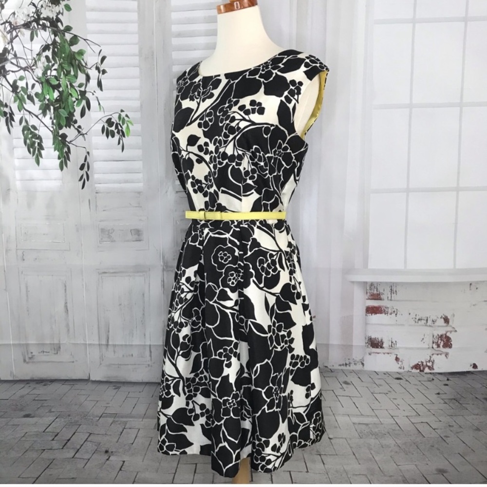 The Limited 12 Floral Party Dress Black White EUC